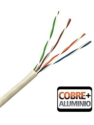 Cable UTP 305 mts aleación CCA cat 5 interior forro gris